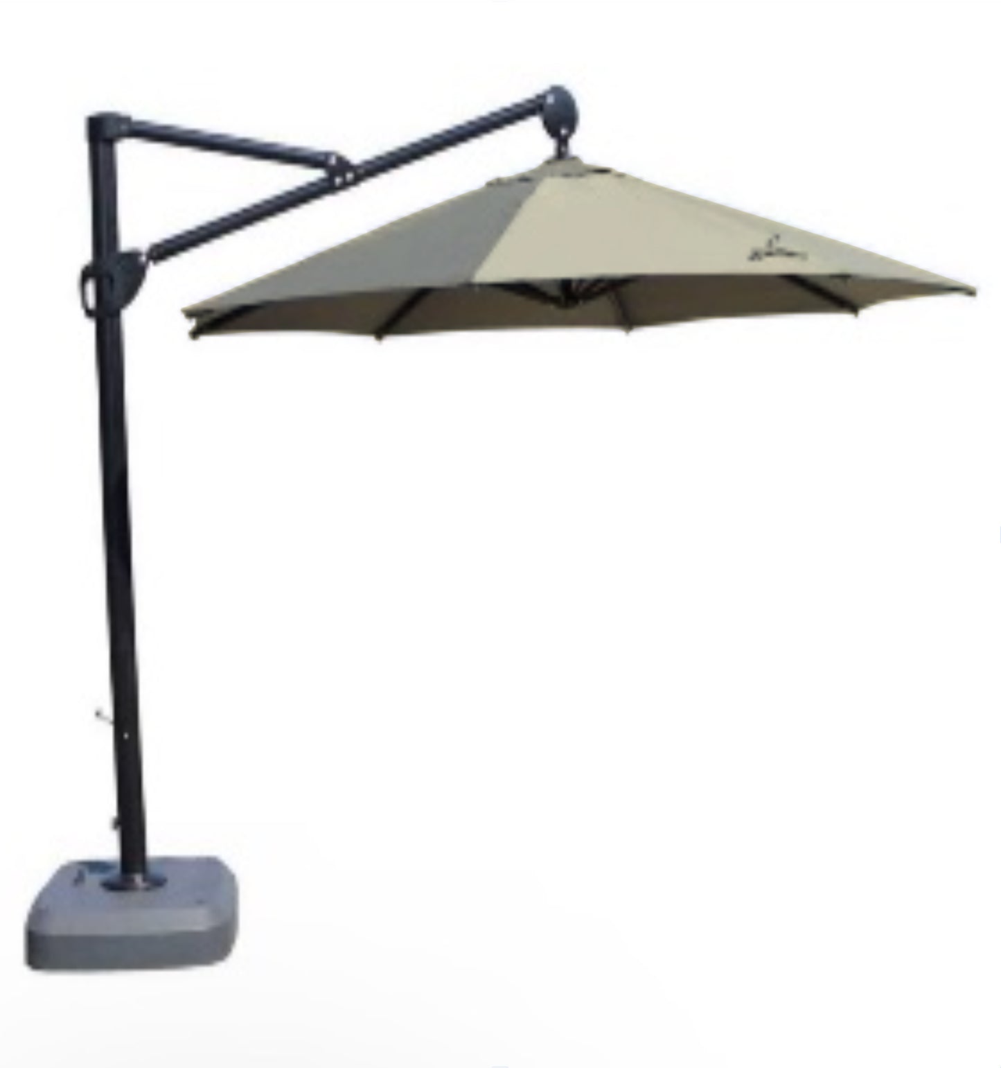 11.5' Octagonal Zhengte Sunbrella Fabric Cantilever Umbrella with the Base