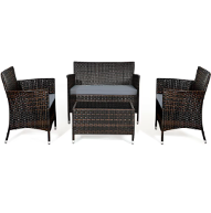 Rattan Sofa Set Brown